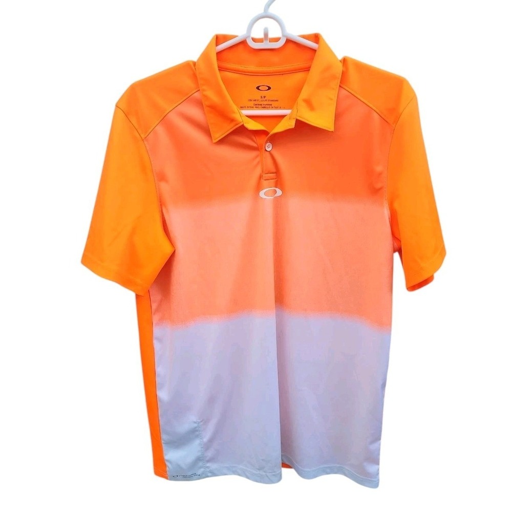 Oakley‎ Mens Orange Short Sleeve Polo Shirt Men's Size Small